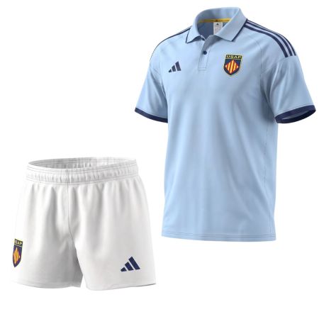 Mini kit rugby USAP Perpignan rojo y oro Adidas 2026-2027