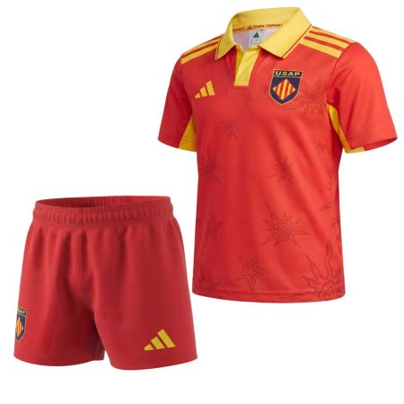 Mini-kit USAP exterior 2026-2027 Adidas niño blanco rojo y oro