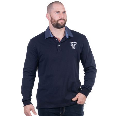  Long Sleeve Navy Blue French Rugby Club Rugby Polo - Ruckfield