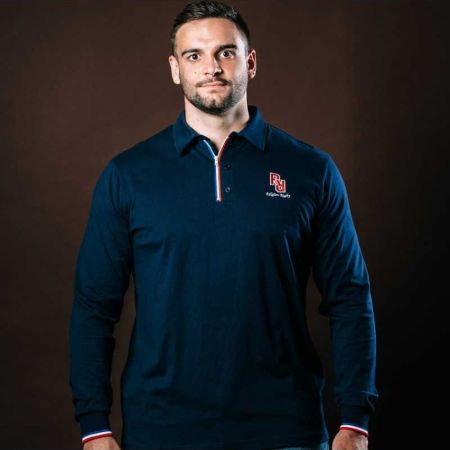 Polo de Rugby de Manga Larga French Zip Rooster Azul Marino - Religion Rugby 