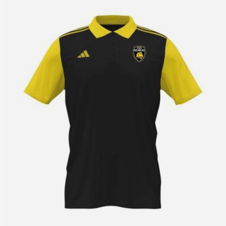 Polo amarillo Stade Rochelais Adidas corte ajustado logos bordados