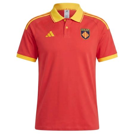 Polo de rugby USAP Perpignan rojo algodón Adidas vista frontal