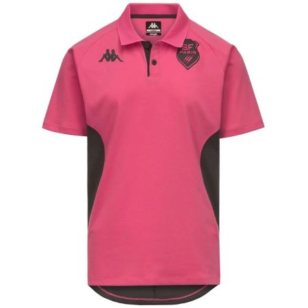 Polo rugby Stade Français Paris Kappa rosa fandango vista frontal