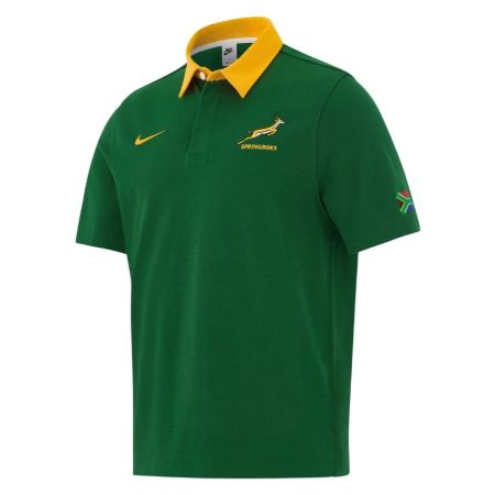 Polo Rugby Springboks Nike Algodón Verde Oro Mangas Cortas