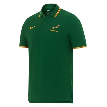 Polo piqué verde Springboks Nike vista frontal escudo bordado