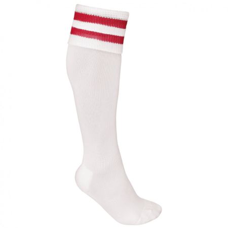 Chaussette Rugby Blanche/Rayure Rouge - ProAct 