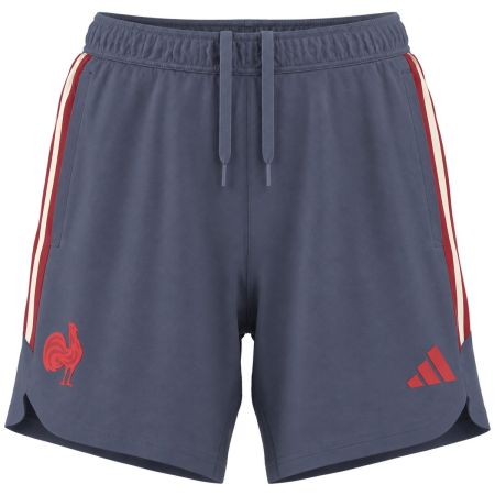 Pantalones cortos rugby mujer FFR Shadow Navy TEK vista frontal logo gallo