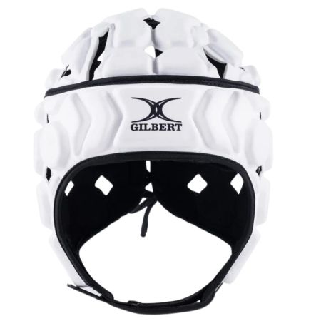 Casco de rugby Gilbert Octane blanco negro protección versátil