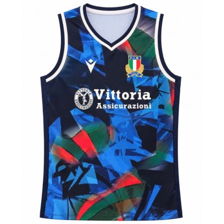 Camiseta rugby Italia FIR Macron azul marino rojo verde