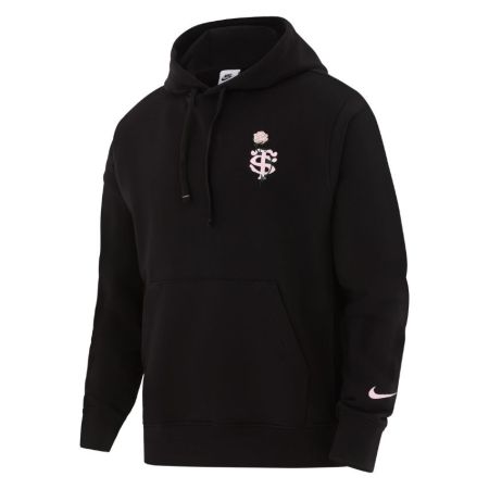 Sudadera con capucha Stade Toulousain negro Nike bordado rosa en el pecho