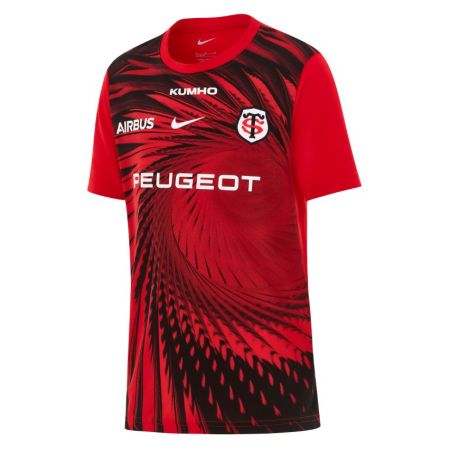 Camiseta de calentamiento rugby infantil Stade Toulousain Nike roja negra frente