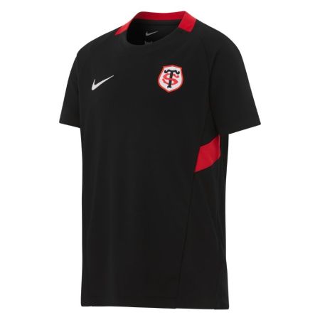 Camiseta entrenamiento infantil negro rojo Stade Toulousain Nike vista frontal escudo bordado