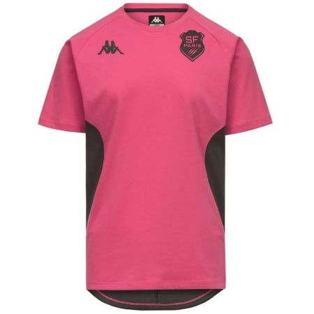 Camiseta rugby Stade Français Paris rosa y gris Kappa vista frontal