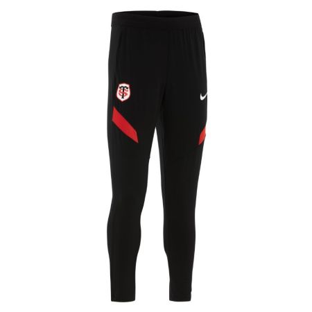 Pantalón Nike Stade Toulousain negro, inserción roja diagonal, escudo bordado