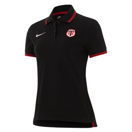 Polo negro mujer Stade Toulousain Nike algodón piqué escudo bordado