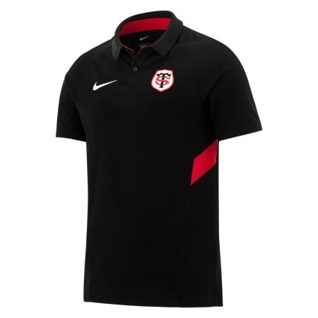 Polo entrenamiento Stade Toulousain Nike negro inserciones rojas hombre