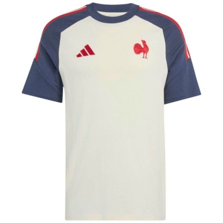 Camiseta rugby algodón entrenamiento FFR Francia beige Adidas