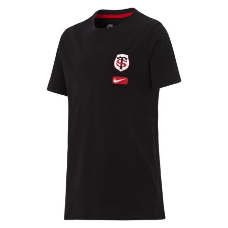 Camiseta infantil Nike Stade Toulousain negra escudo pecho algodón