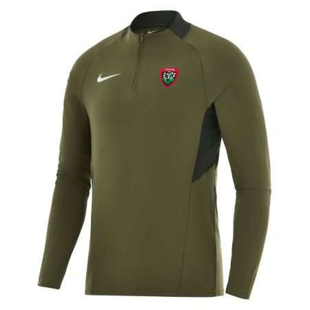 Sudadera training RC Toulon Nike caqui refuerzos antracita vista frontal