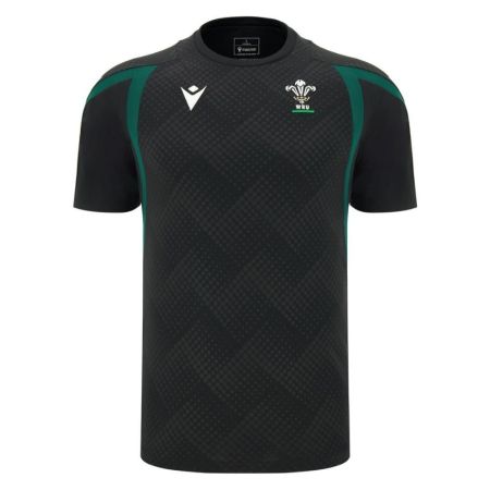 Camiseta entrenamiento rugby Gales negro Macron 2026-2027