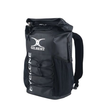 Mochila Cyclone Gilbert Tek poliéster negra compartimentos rugby