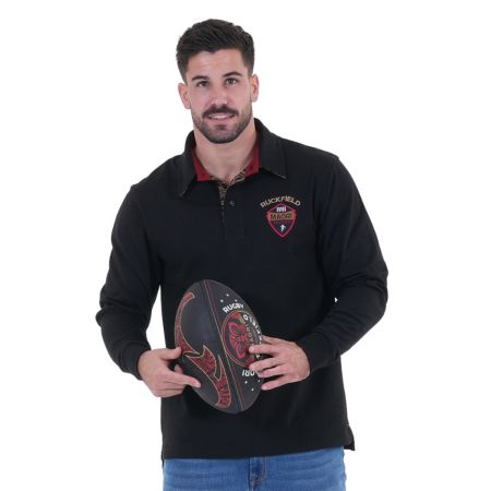 Polo de manga larga Maori Rugby negro - Ruckfield 