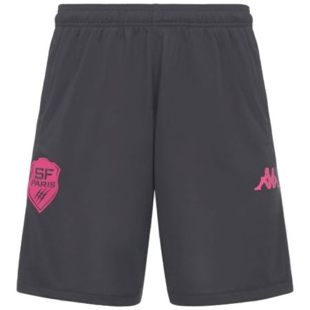 Pantalón corto rugby entrenamiento Stade Français Paris gris rosa Kappa