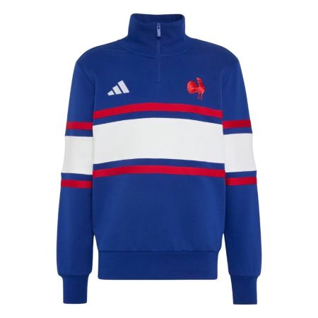 Sudadera cremallera 1/4 France Rugby Travel adidas algodón azul marino