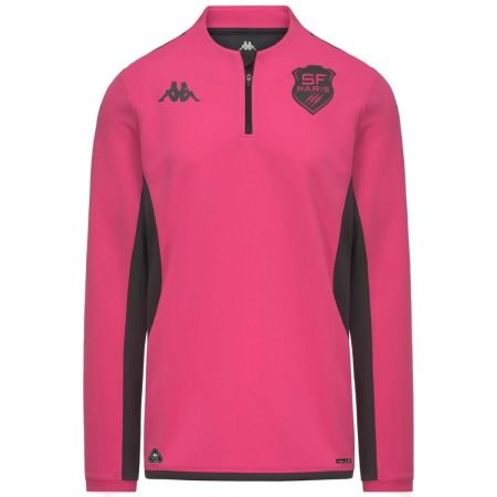 Sudadera 1/4 zip entrenamiento rugby Stade Français Paris rosa Kappa