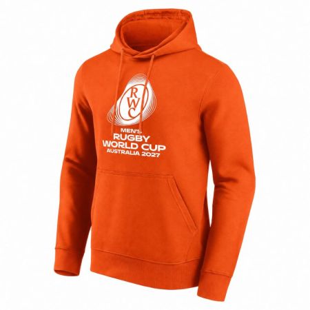 Sudadera naranja rugby logo bordado Copa Mundial 2027 frente
