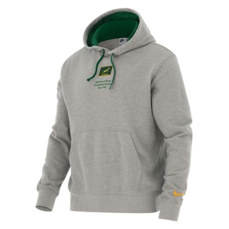 Sudadera capucha Nike Springboks gris jaspeado detalles Gorge Green vista frontal