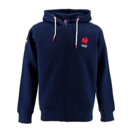 Sudadera con Capucha Cremallera XV Francia Azul Marino Rugby FFR