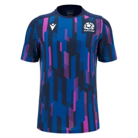 Camiseta de Calentamiento de Jugador de Rugby Escocia 2025/2026 Azul Gráfico - Macron

