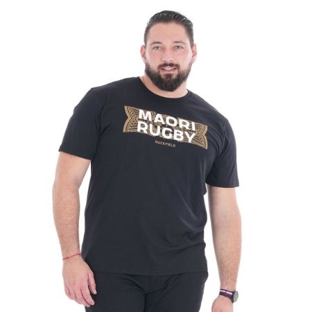 Camiseta de Rugby Maori de Manga Corta Ruckfield Negra

