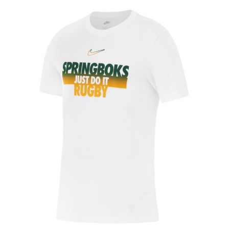 Camiseta Nike blanca Springboks Just Do It con estampado degradado verde vista frontal