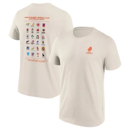 Camiseta rugby Copa del Mundo 2027 24 Naciones blanco crema