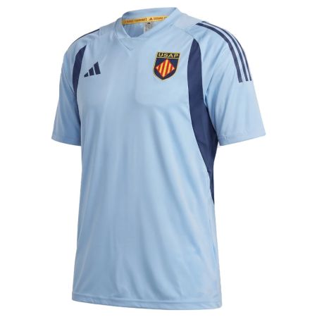 Camiseta calentamiento rugby USAP Perpignan azul Adidas 2026-2027 frente