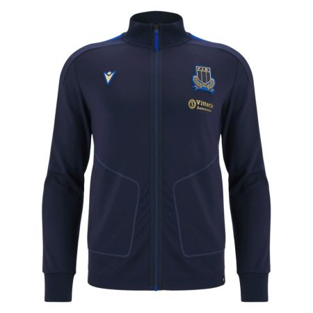 Chaqueta anthem rugby Italia 2025/2026 Macron azul azur vista frontal