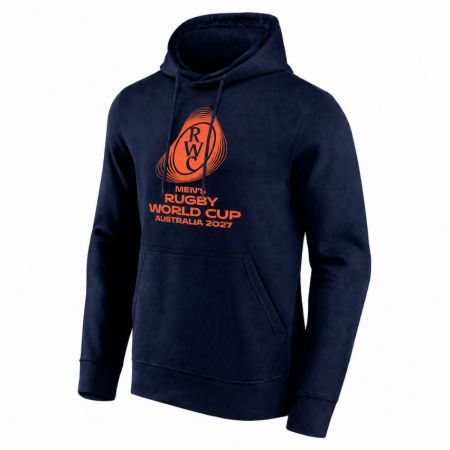 Sudadera capucha azul marino logo bordado Copa Mundo Rugby 2027