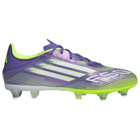 Botas de Rugby F50 League SG Tacos Híbridos Terreno Blando Violeta Verde - Adidas