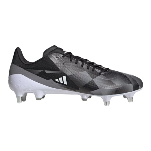 Botas de Rugby Adizero RS15 Ultimate (SG) Tacos Híbridos Terreno Blando Negro/Blanco/Gris - Adidas