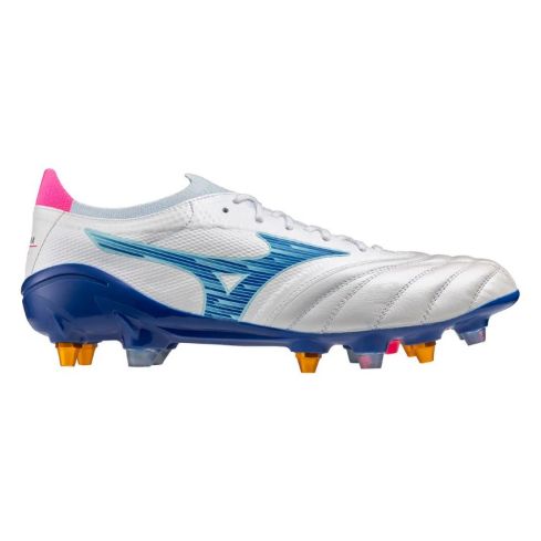 Botas de Rugby Morelia Neo IV B Elite SI HÃbridas Terreno Mixto Blanco y Azul - Mizuno