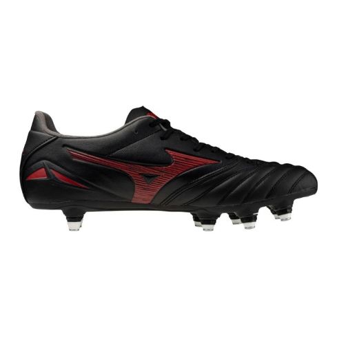 Botas de Rugby MORELIA Neo IV Pro con Tacos Atornillados Mizuno Negro Rojo
