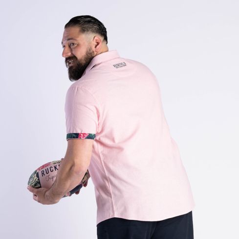 Camisa Rugby Manga Corta Tropical Rosa - Ruckfield