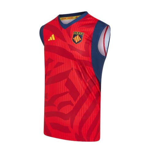 Camiseta sin mangas Rugby USAP Roja 2025/2026 - Adidas
