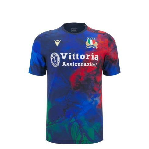 Camiseta de Entrenamiento de Rugby para Niño Italia Azul Marino 2025/2026 - Macron