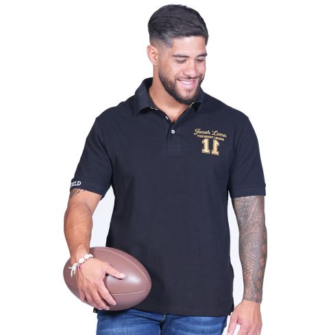 Polo de Rugby de Manga Corta Jonah Lomu Negro - Ruckfield