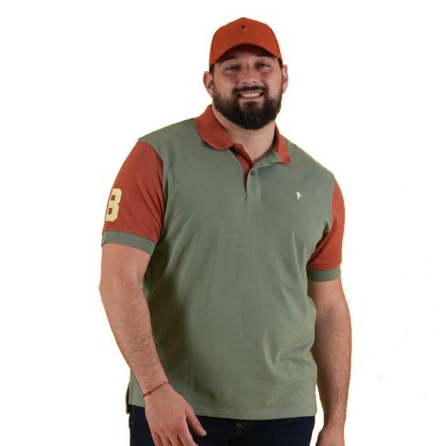 Polo Rugby Manga Corta Bicolor kaki / terracota - Ruckfield