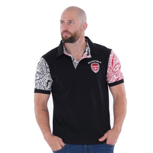 Polo Rugby de Manga Corta Maori Negro - Ruckfield