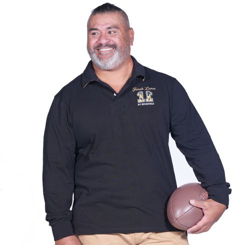 Polo de Rugby de Mangas Largas Jonah Lomu Negro - Ruckfield